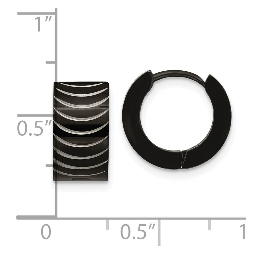FJC Finejewelers Stainless Steel Polished Black IP-plated 7mm Hinged Hoop Earrings 13 mm x 13 mm