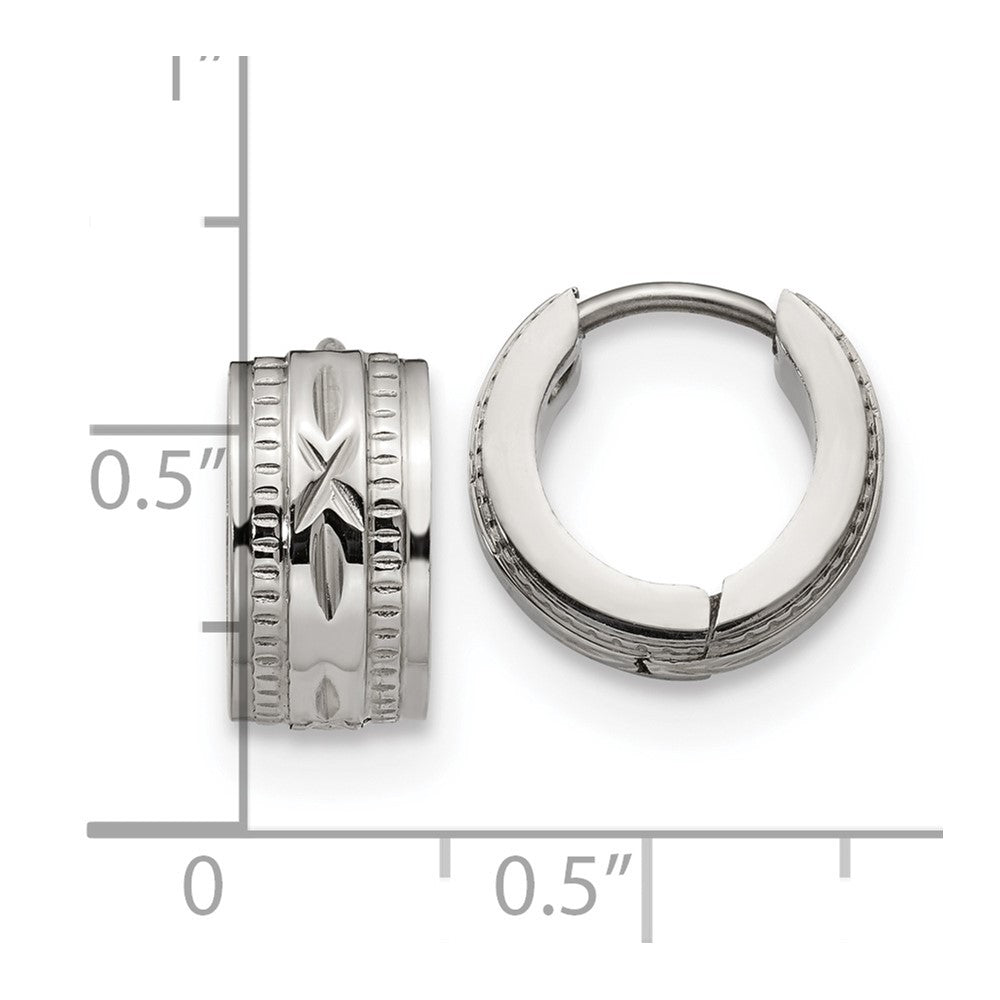FJC Finejewelers Stainless Steel Polished and Textured 6mm Hinged Hoop Earrings 12 mm x 13 mm