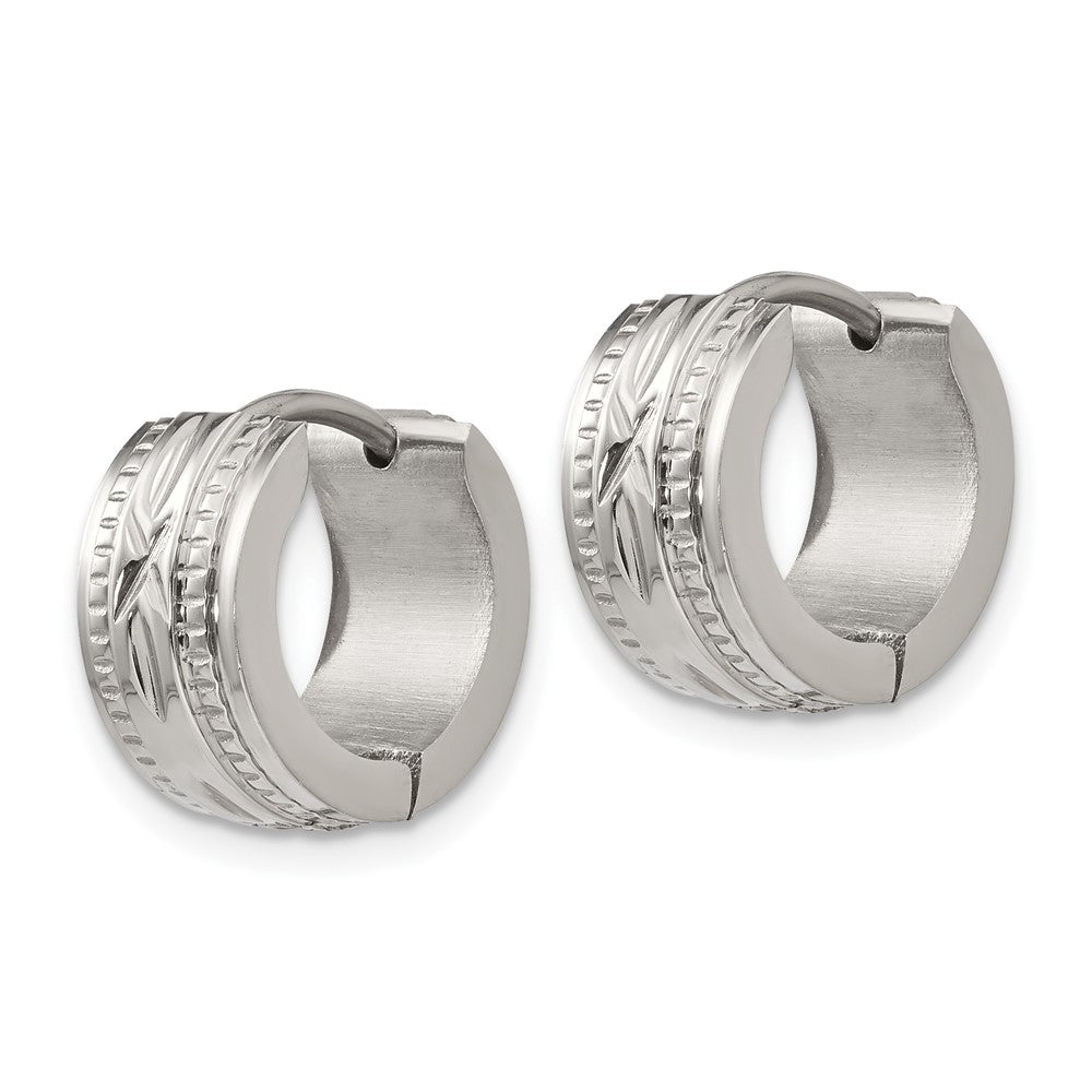 FJC Finejewelers Stainless Steel Polished and Textured 6mm Hinged Hoop Earrings 12 mm x 13 mm