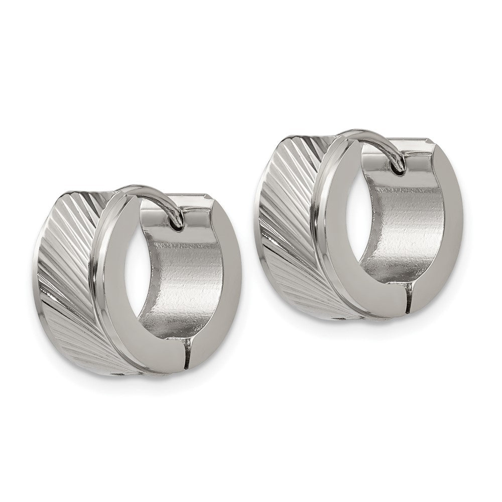 FJC Finejewelers Stainless Steel Polished and Textured 7mm Hinged Hoop Earrings 12 mm x 13 mm