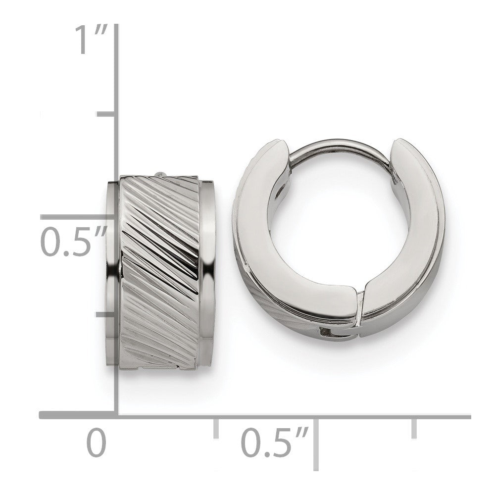 FJC Finejewelers Stainless Steel Polished and Textured 7mm Hinged Hoop Earrings 12 mm x 13 mm