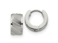 FJC Finejewelers Stainless Steel Polished and Textured 7mm Hinged Hoop Earrings 12 mm x 13 mm