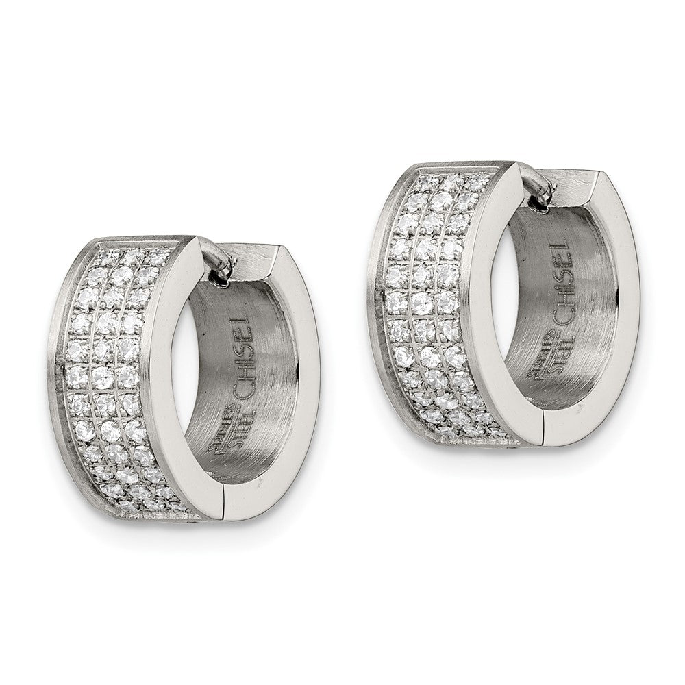 FJC Finejewelers Stainless Steel Brushed and Polished with CZ 6mm Hinged Hoop Earrings 10 mm x 15 mm