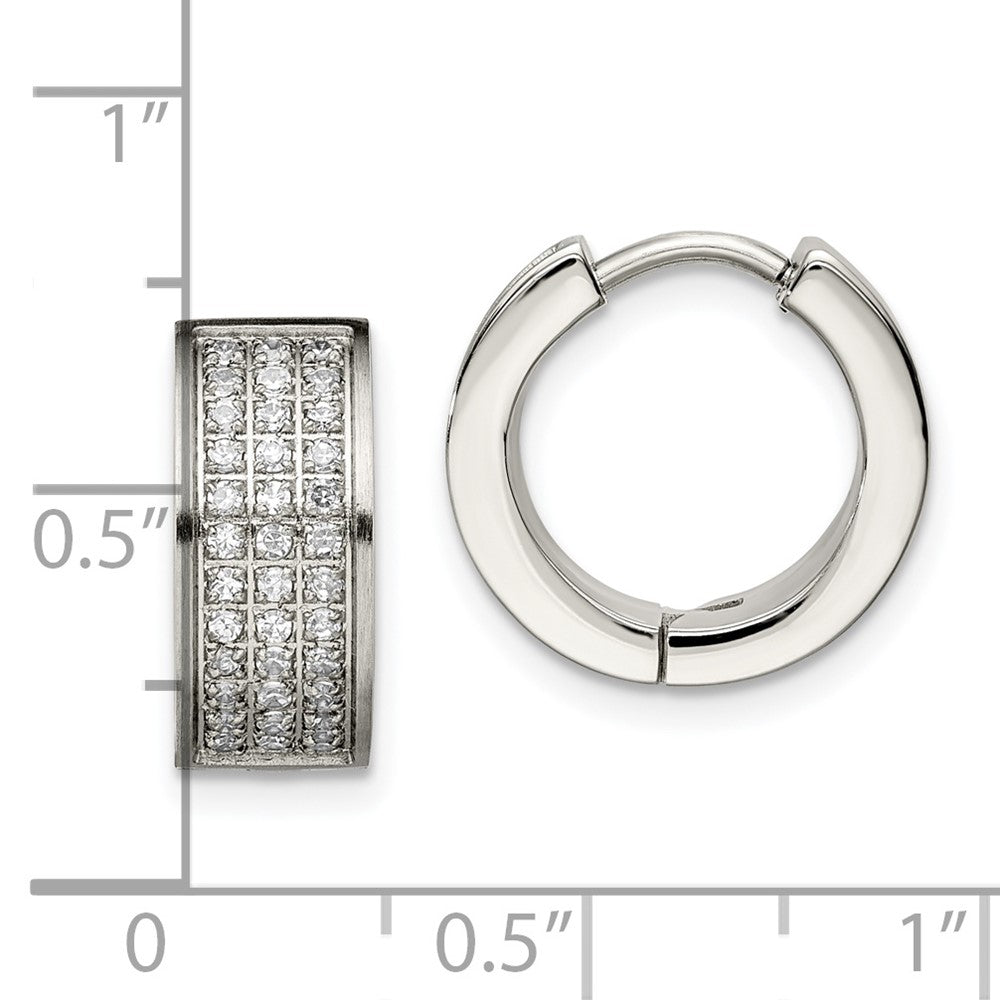 FJC Finejewelers Stainless Steel Brushed and Polished with CZ 6mm Hinged Hoop Earrings 10 mm x 15 mm