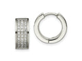 FJC Finejewelers Stainless Steel Brushed and Polished with CZ 6mm Hinged Hoop Earrings 10 mm x 15 mm