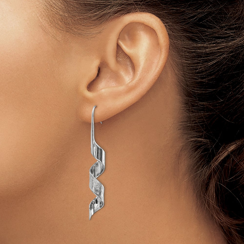 FJC Finejewelers Stainless Steel Dangle Polished and Textured Swirl Shepherd Hook Earrings 7 mm