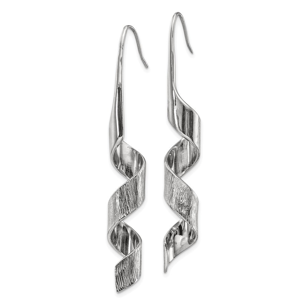 FJC Finejewelers Stainless Steel Dangle Polished and Textured Swirl Shepherd Hook Earrings 7 mm