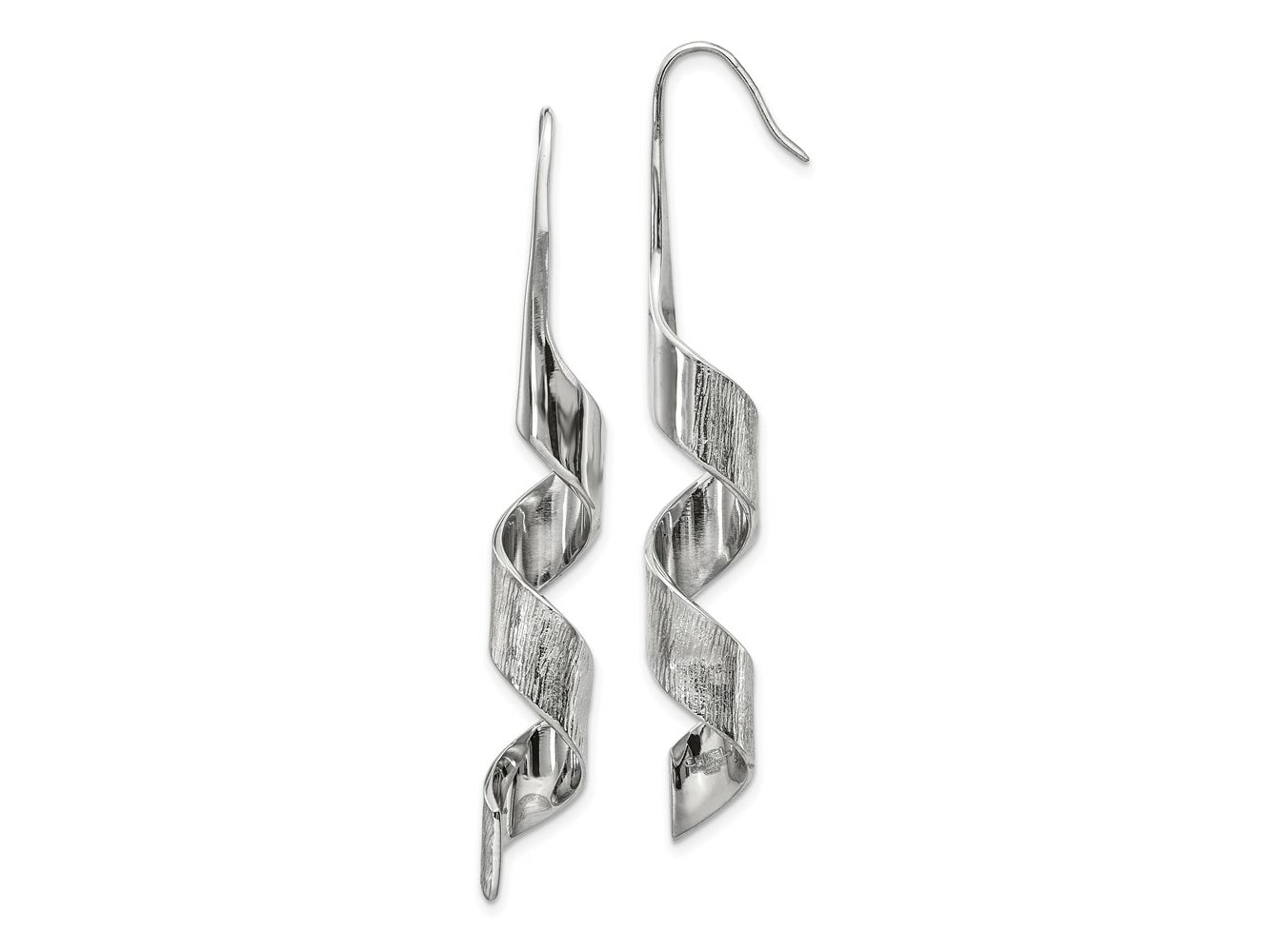 FJC Finejewelers Stainless Steel Dangle Polished and Textured Swirl Shepherd Hook Earrings 7 mm