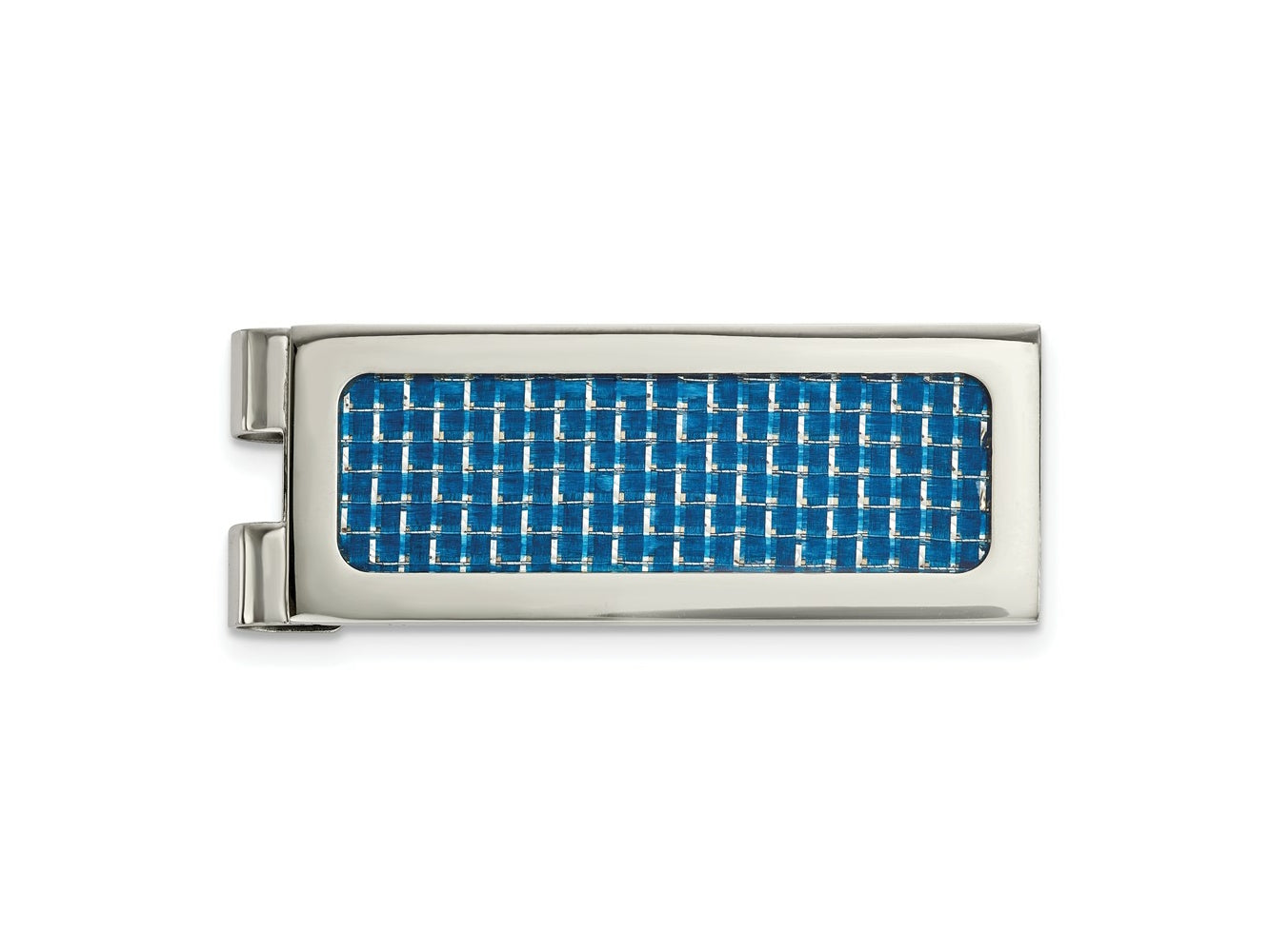 FJC Finejewelers Stainless Steel Polished with Blue Carbon Fiber Inlay Money Clip 54 x 20 mm