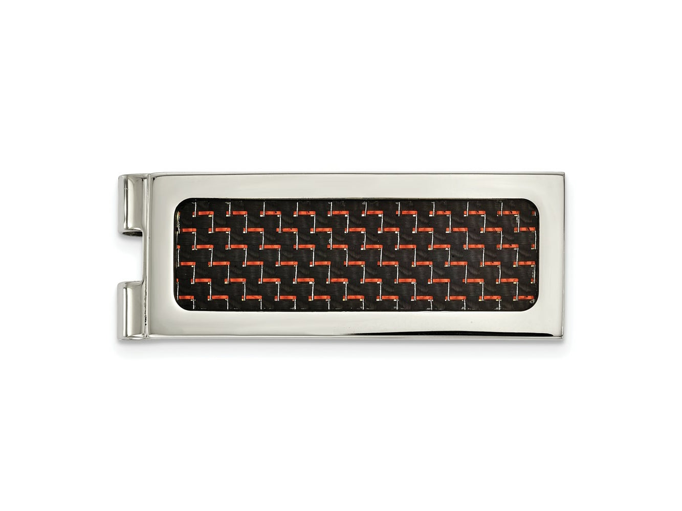 FJC Finejewelers Stainless Steel Polished with Black and Red Carbon Fiber Inlay Money Clip 53 x 20 mm