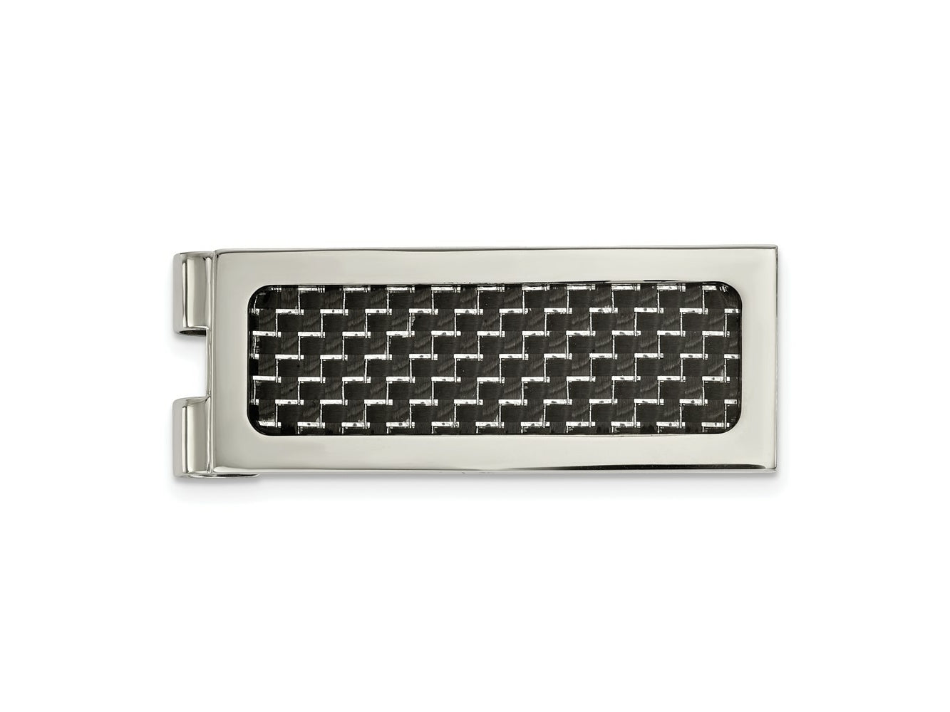 FJC Finejewelers Stainless Steel Polished with Black Carbon Fiber Inlay Money Clip 53 x 20 mm