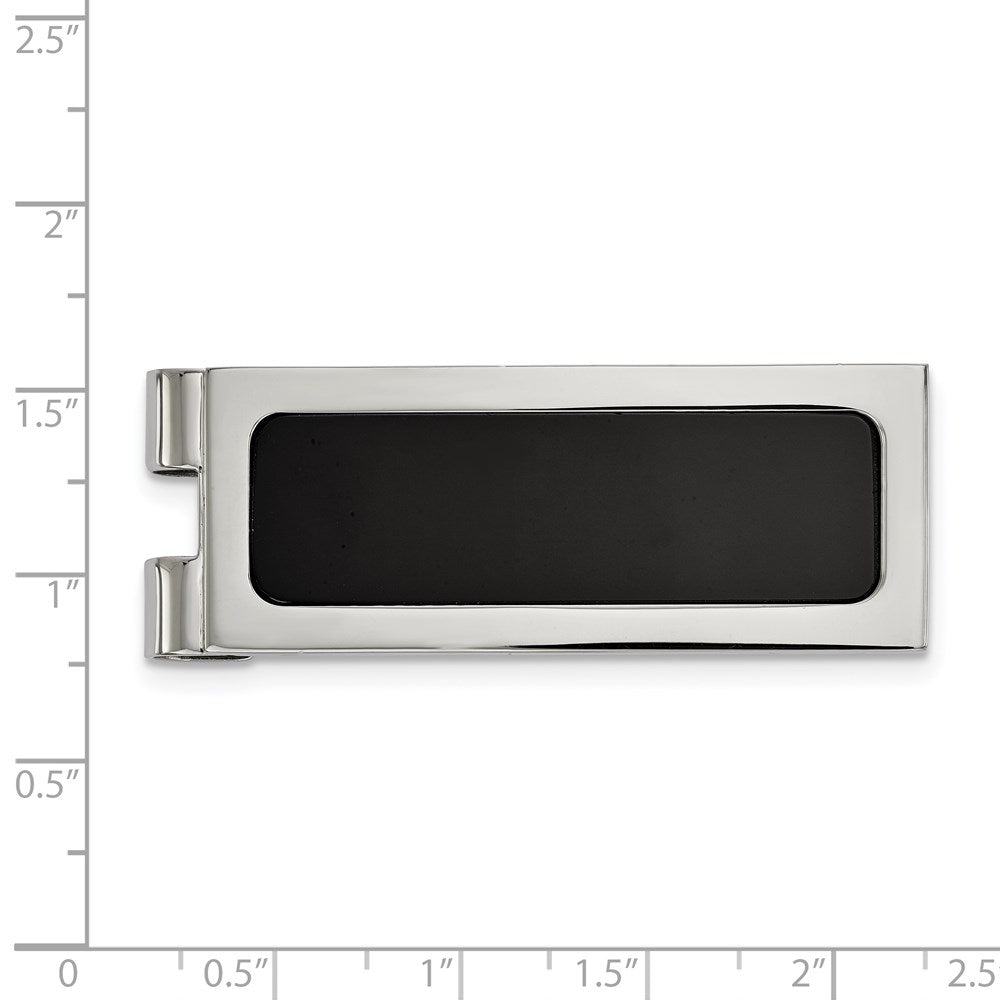 FJC Finejewelers Stainless Steel Polished with Black Agate Inlay Money Clip 54 x 20 mm