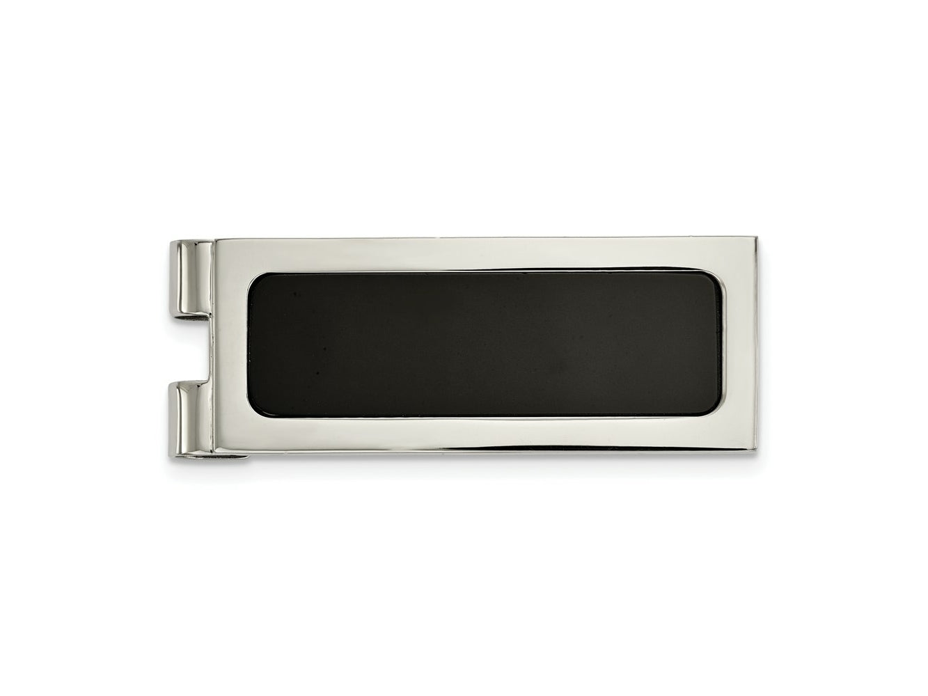 FJC Finejewelers Stainless Steel Polished with Black Agate Inlay Money Clip 54 x 20 mm
