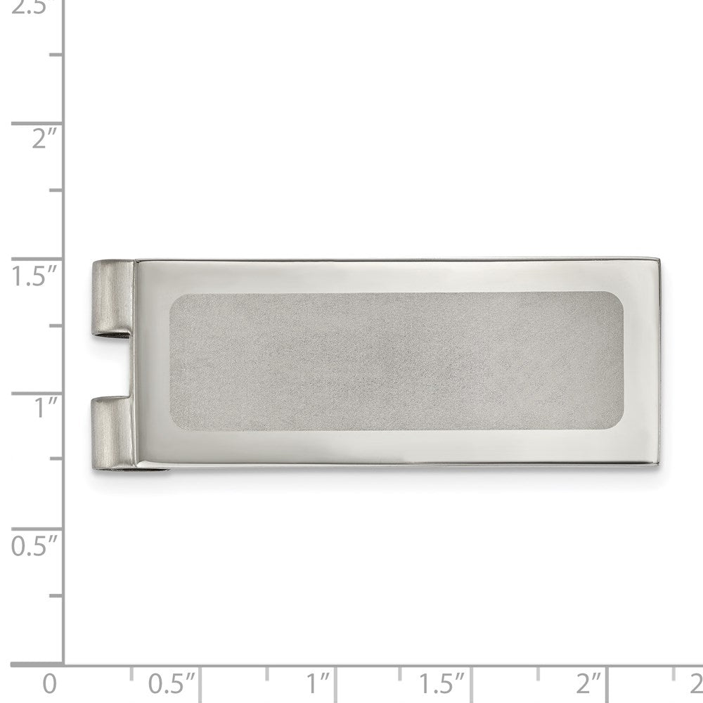 FJC Finejewelers Stainless Steel Polished Laser Cut Center Money Clip 54 x 20 mm
