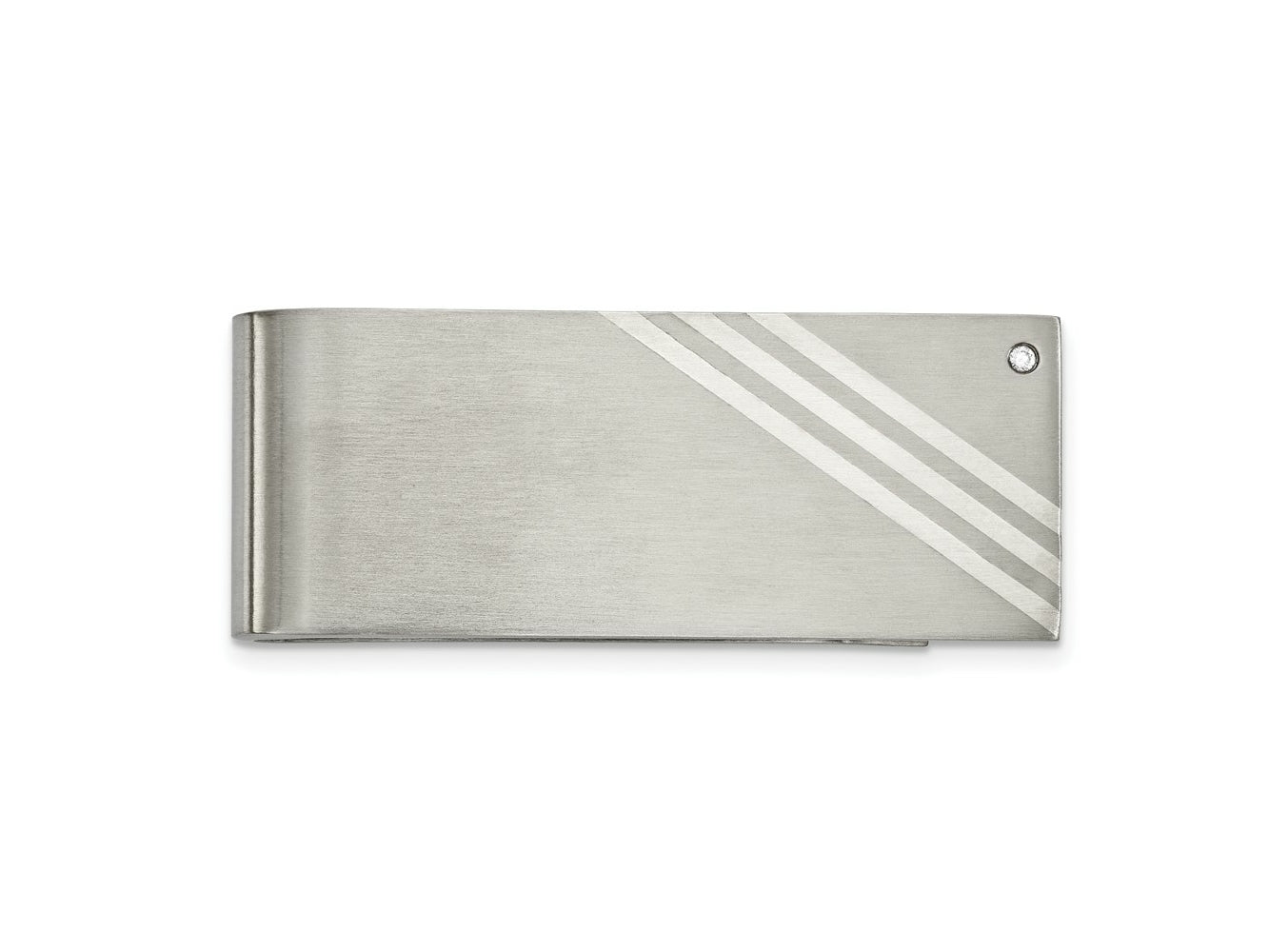 FJC Finejewelers Stainless Steel Sterling Brushed with Silver Inlay CZ Money Clip 63 x 25 mm