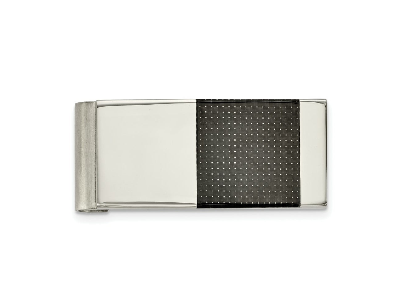 FJC Finejewelers Stainless Steel Polished Black Carbon Fiber Inlay Money Clip 50 x 22 mm