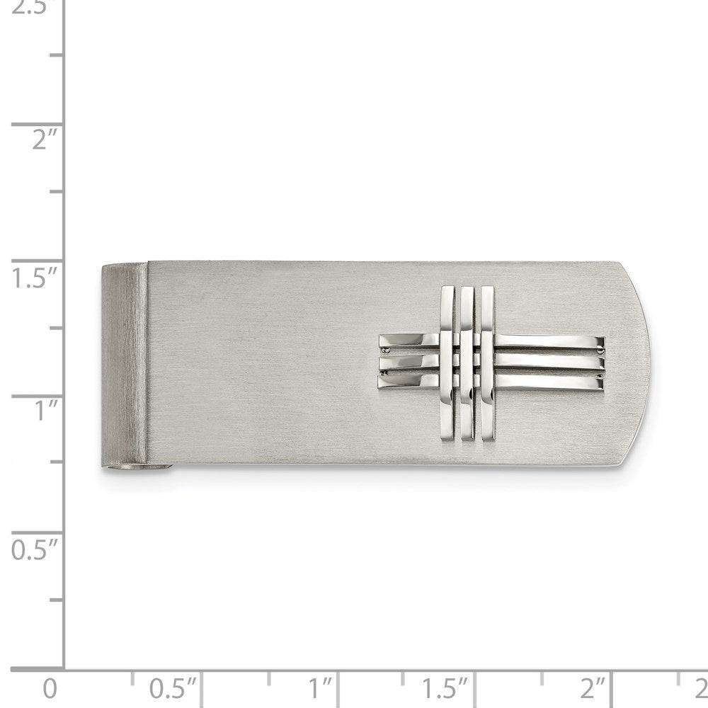 FJC Finejewelers Stainless Steel Brushed and Polished Cross Money Clip 52 x 19 mm