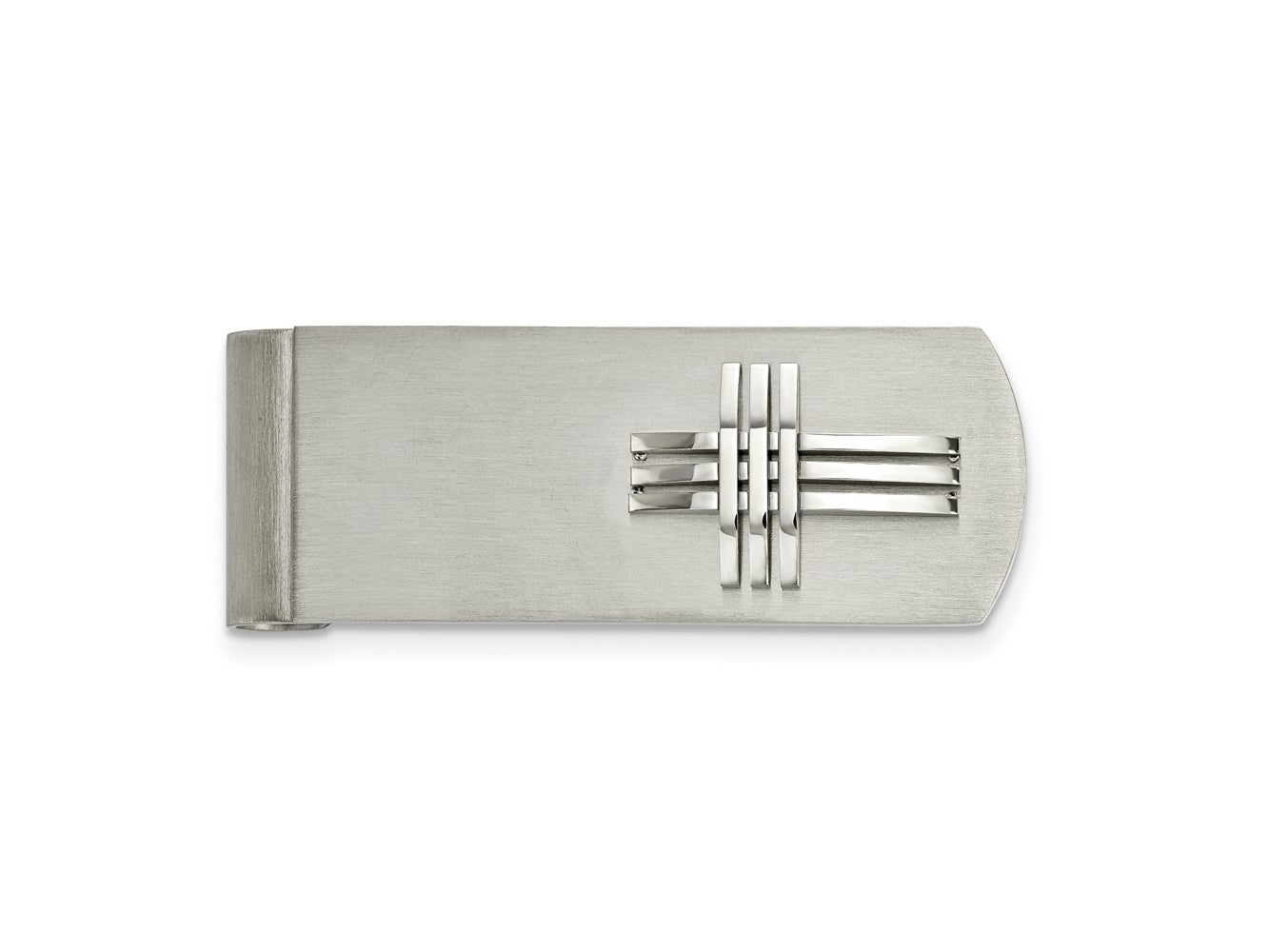 FJC Finejewelers Stainless Steel Brushed and Polished Cross Money Clip 52 x 19 mm
