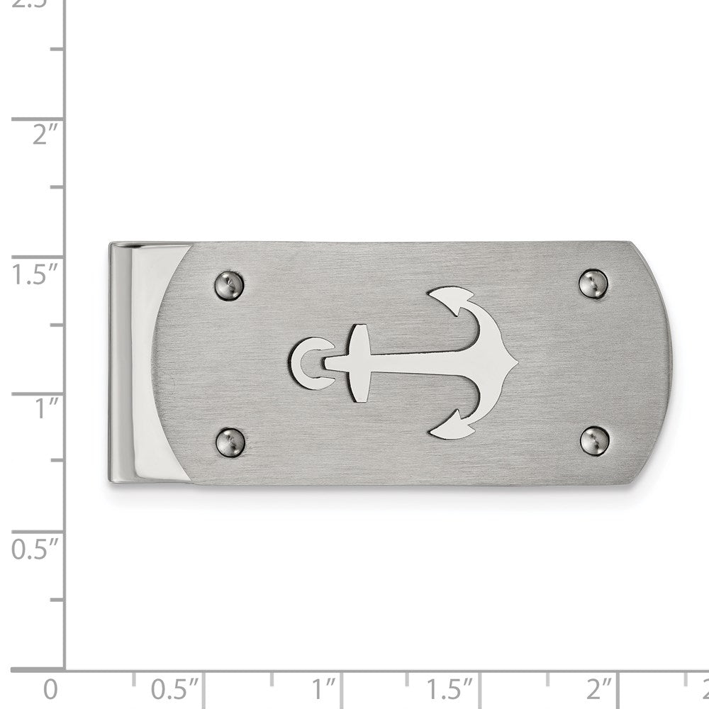 FJC Finejewelers Stainless Steel Brushed and Polished Anchor Money Clip 51 x 22 mm