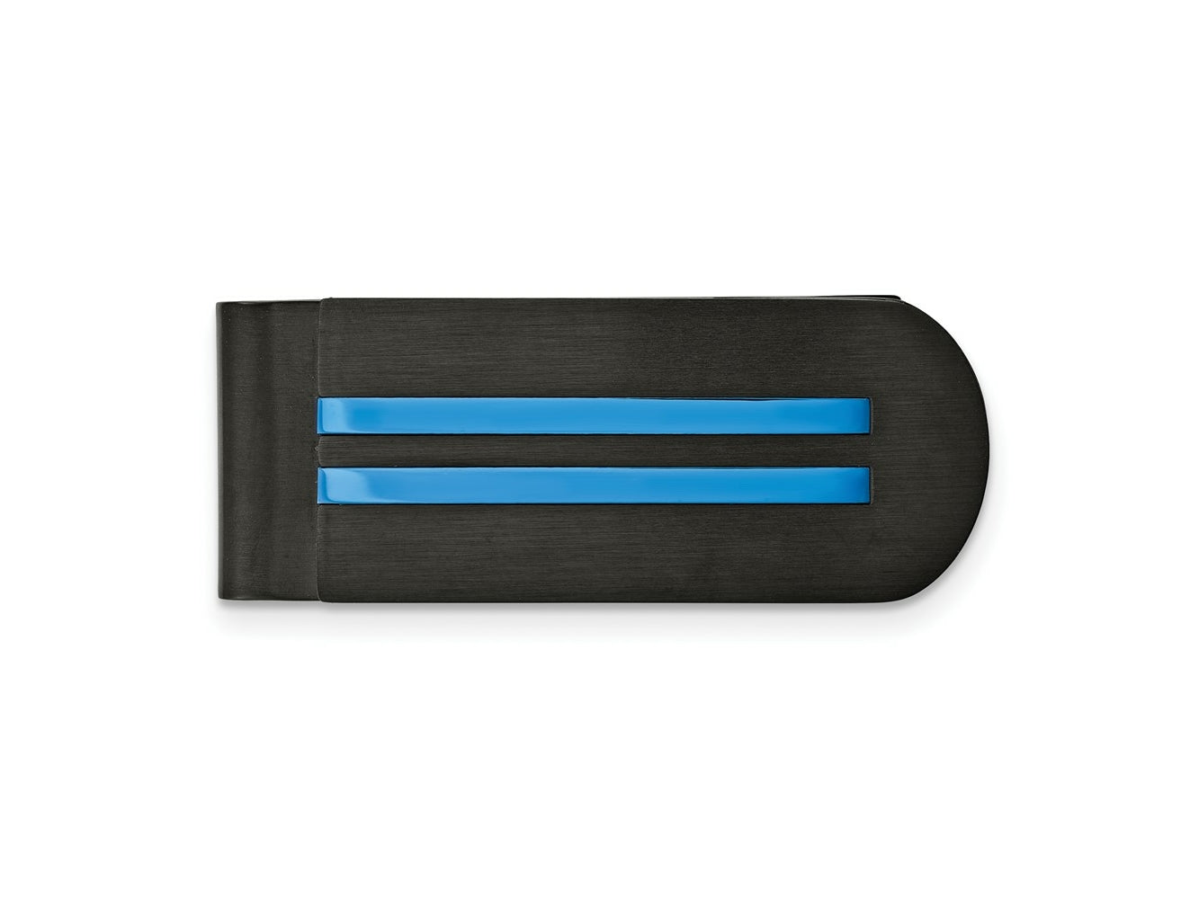 FJC Finejewelers Stainless Steel Brushed and Polished Black/Blue IP-plated Money Clip 50 x 19 mm