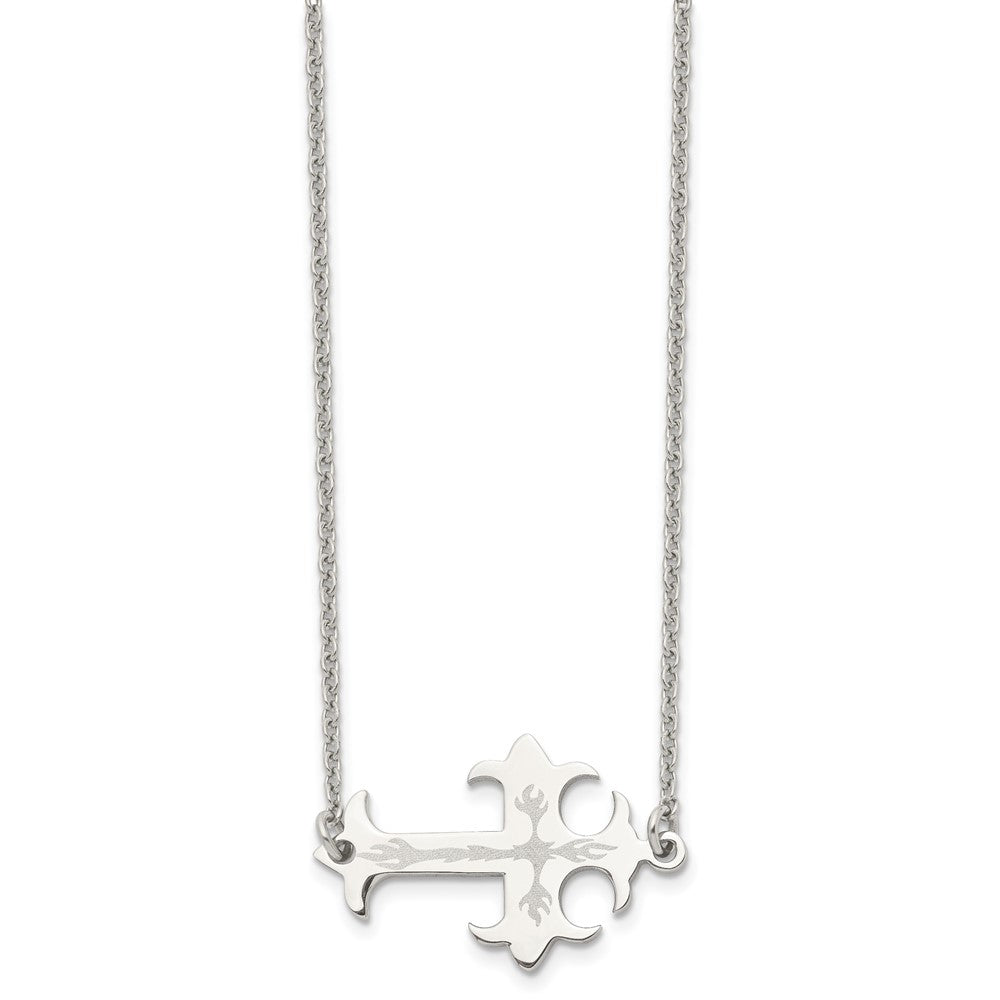 FJC Finejewelers Stainless Steel Brushed and Sideways Cross 21in Necklace 21 Inches x 35 mm