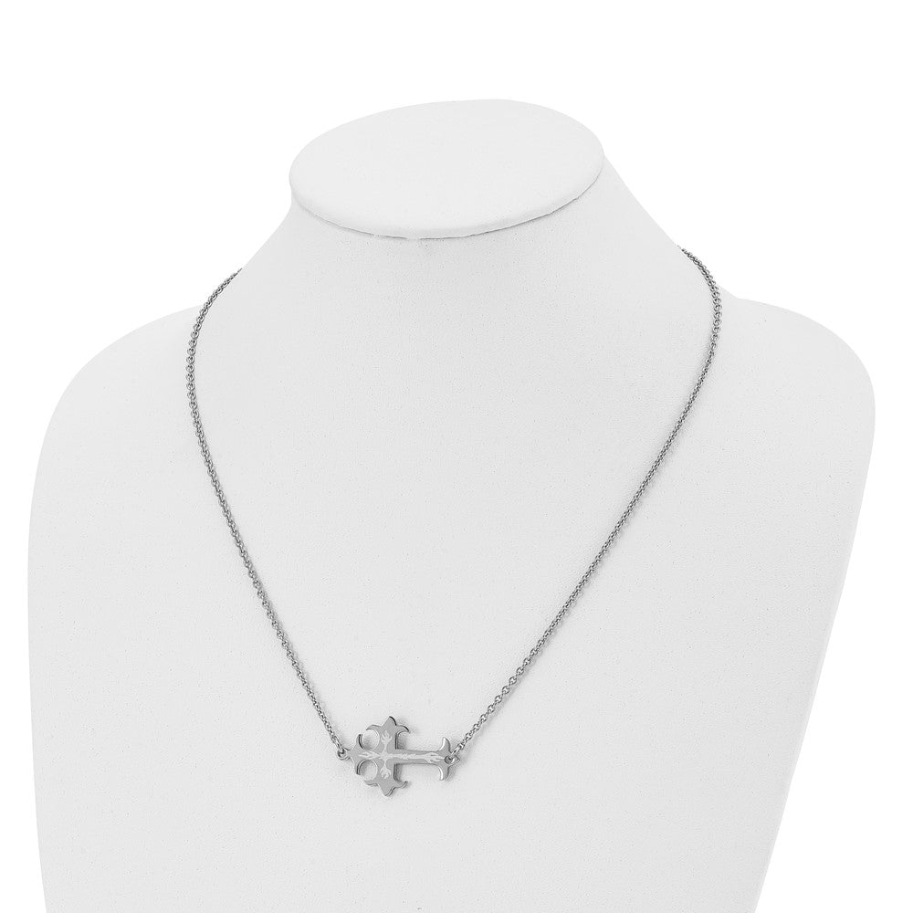 FJC Finejewelers Stainless Steel Brushed and Sideways Cross 21in Necklace 21 Inches x 35 mm