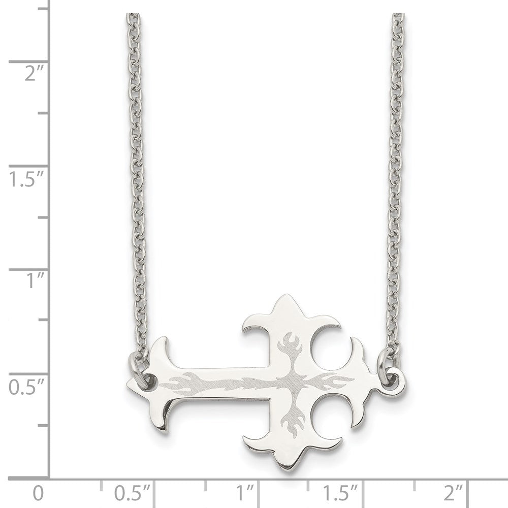 FJC Finejewelers Stainless Steel Brushed and Sideways Cross 21in Necklace 21 Inches x 35 mm