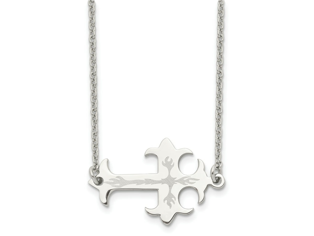 FJC Finejewelers Stainless Steel Brushed and Sideways Cross 21in Necklace 21 Inches x 35 mm