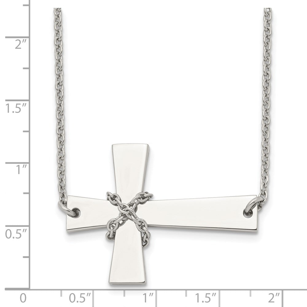 FJC Finejewelers Stainless Steel Sideways Cross with Chain 21in Necklace 21 Inches x 40 mm