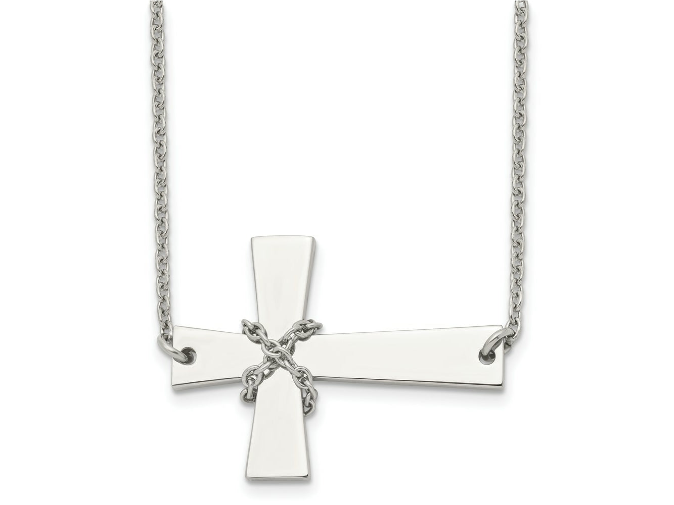FJC Finejewelers Stainless Steel Sideways Cross with Chain 21in Necklace 21 Inches x 40 mm