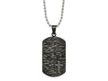 FJC Finejewelers Stainless Steel Ball Polished/Brushed IP-plated 1/10ct.tw Dia Dog Tag Necklace 24 Inches x 26.31 mm