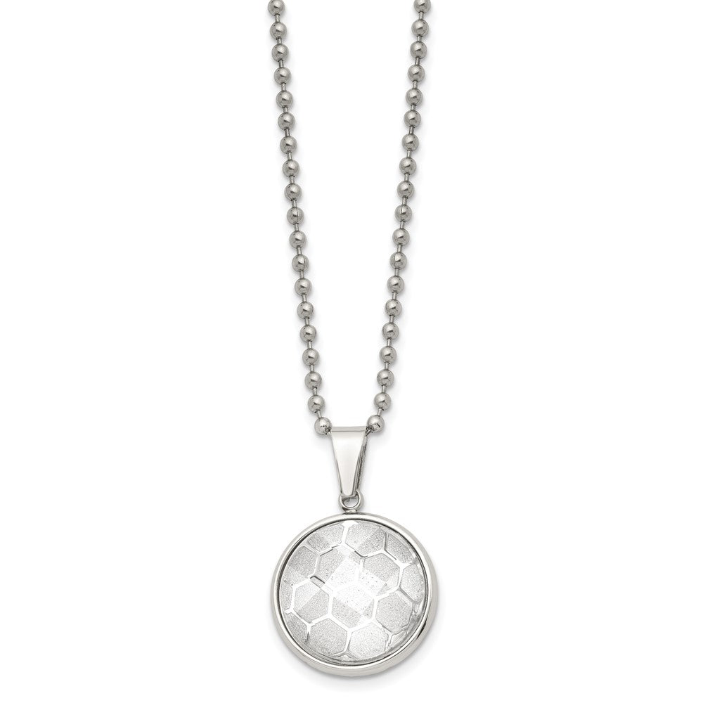 FJC Finejewelers Stainless Steel Polished with Acrylic Soccer Ball 22in Necklace 22 Inches x 22.81 mm
