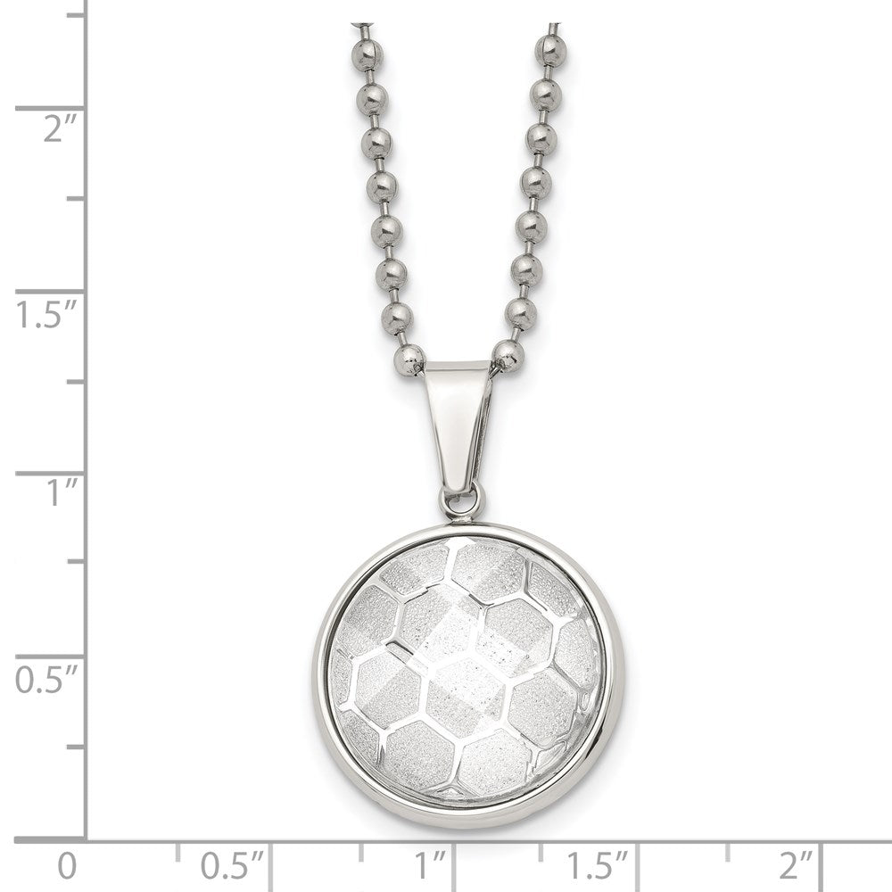FJC Finejewelers Stainless Steel Polished with Acrylic Soccer Ball 22in Necklace 22 Inches x 22.81 mm
