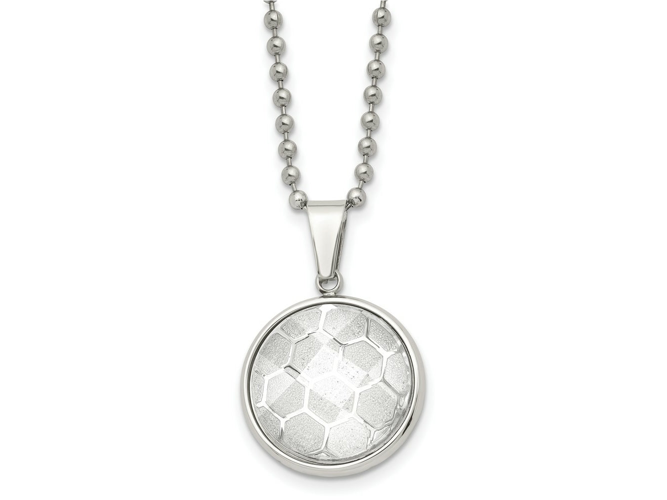 FJC Finejewelers Stainless Steel Polished with Acrylic Soccer Ball 22in Necklace 22 Inches x 22.81 mm