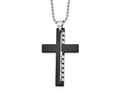 FJC Finejewelers Stainless Steel Ball Black IP-plated Cut out Cross 22in Necklace 22 Inches x 35 mm