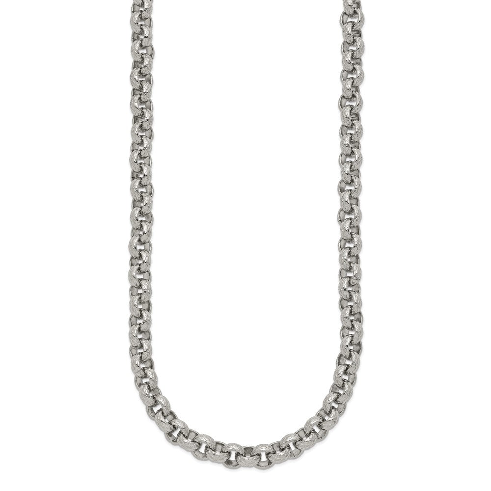 FJC Finejewelers Stainless Steel Rolo Polished and Textured Link 24in Necklace 24 Inches x 7 mm