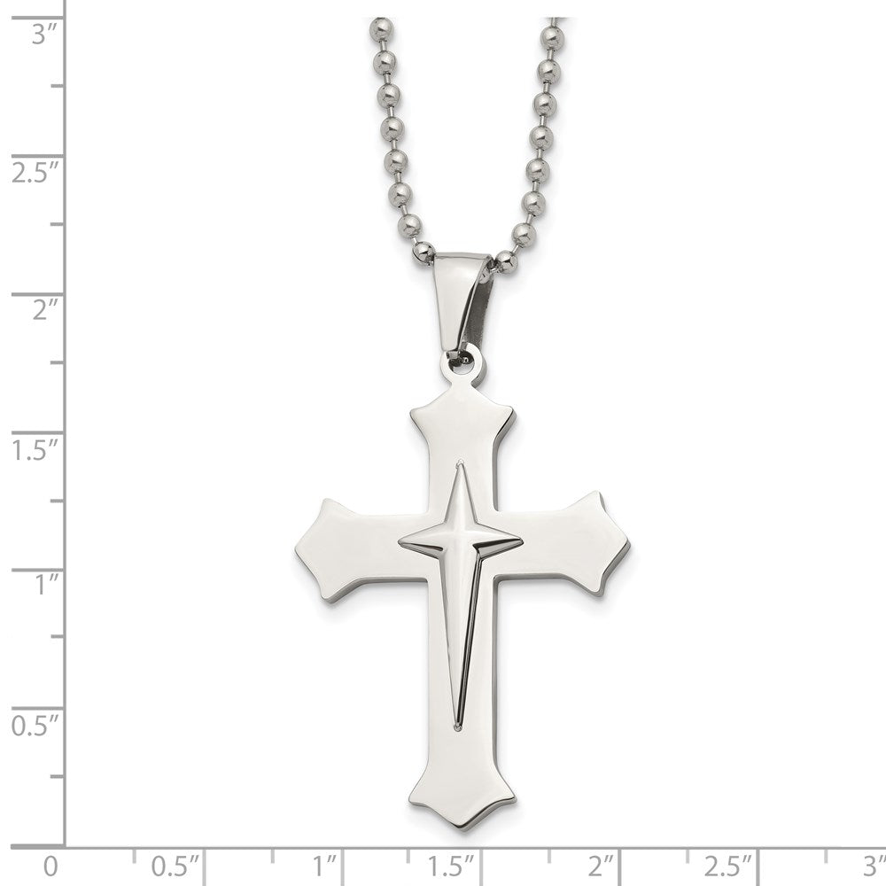 FJC Finejewelers Stainless Steel Polished Cross 24in Necklace 24 Inches x 31 mm