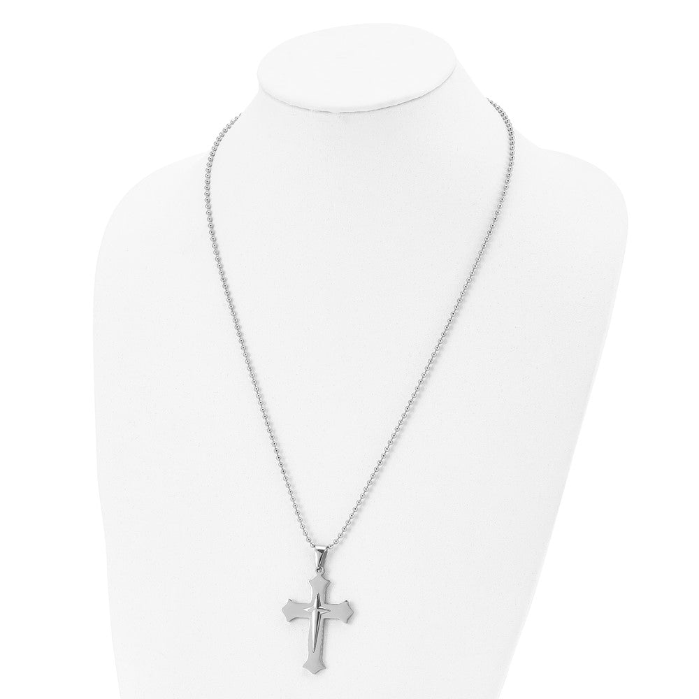 FJC Finejewelers Stainless Steel Polished Cross 24in Necklace 24 Inches x 31 mm