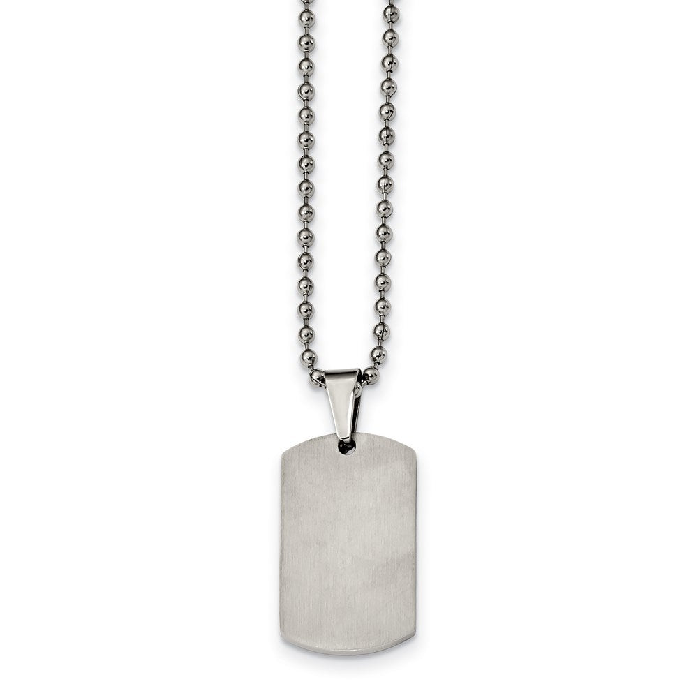 FJC Finejewelers Stainless Steel Brushed and 2mm Reversible Dog Tag 24in Necklace 24 Inches x 17.82 mm