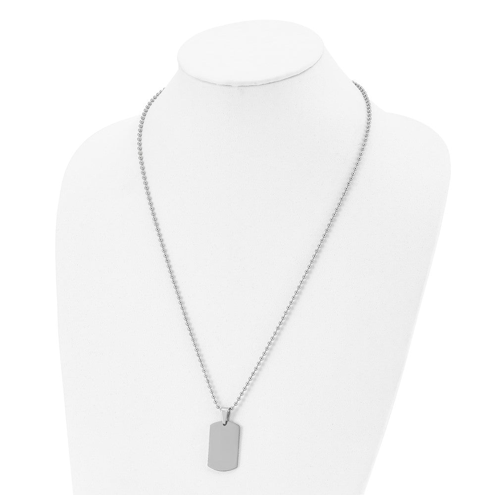 FJC Finejewelers Stainless Steel Brushed and 2mm Reversible Dog Tag 24in Necklace 24 Inches x 17.82 mm