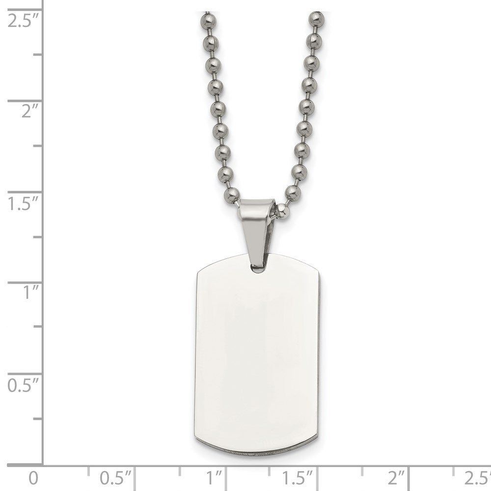 FJC Finejewelers Stainless Steel Brushed and 2mm Reversible Dog Tag 24in Necklace 24 Inches x 17.82 mm