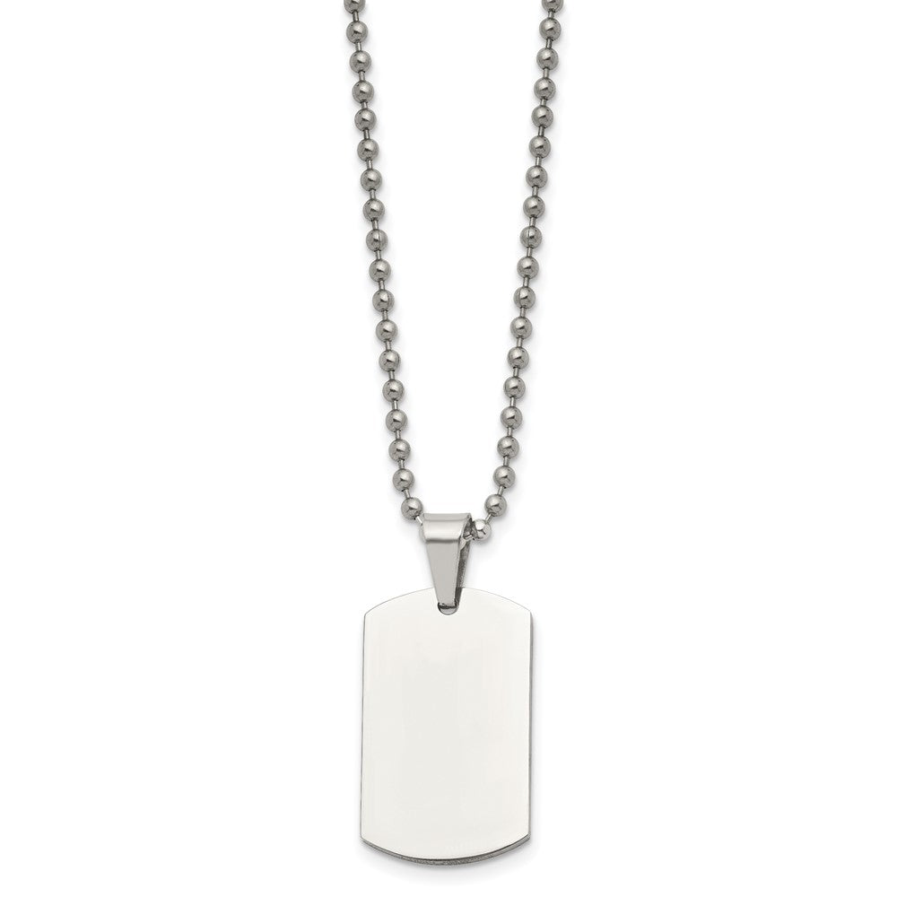 FJC Finejewelers Stainless Steel Brushed and 2mm Reversible Dog Tag 24in Necklace 24 Inches x 17.82 mm
