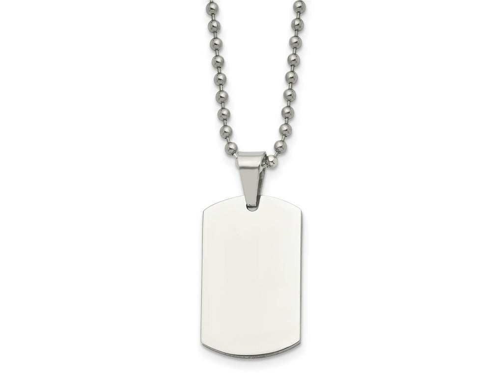 FJC Finejewelers Stainless Steel Brushed and 2mm Reversible Dog Tag 24in Necklace 24 Inches x 17.82 mm