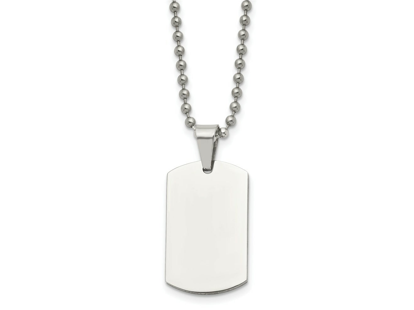 FJC Finejewelers Stainless Steel Brushed and 2mm Reversible Dog Tag 24in Necklace 24 Inches x 17.82 mm