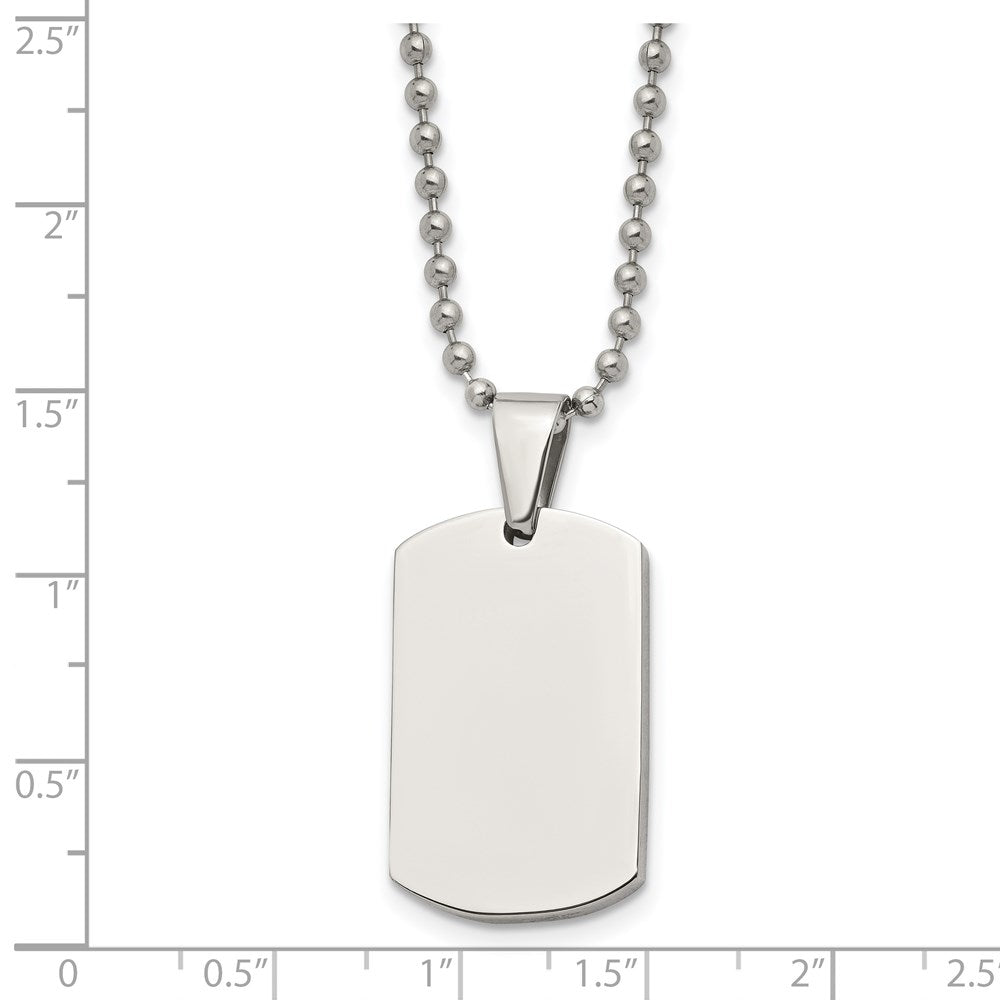 FJC Finejewelers Stainless Steel Brushed and 4mm Reversible Dog Tag 24in Necklace 24 Inches x 17.88 mm