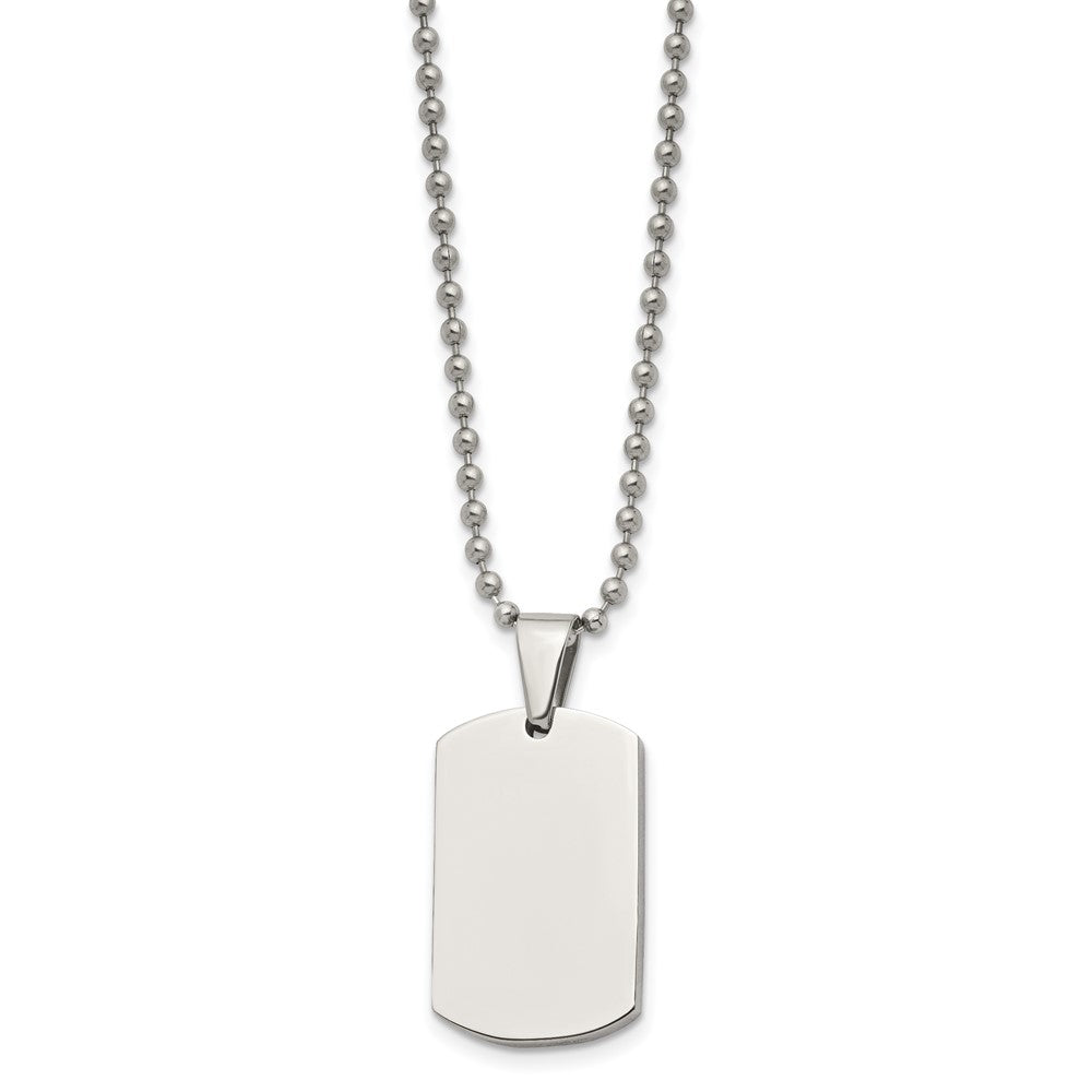 FJC Finejewelers Stainless Steel Brushed and 4mm Reversible Dog Tag 24in Necklace 24 Inches x 17.88 mm