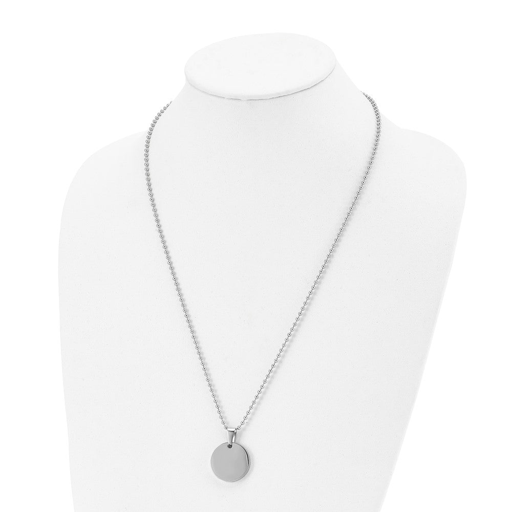 FJC Finejewelers Stainless Steel Brushed and Polished Round 4mm Dog Tag Necklace 24 Inches x 22 mm