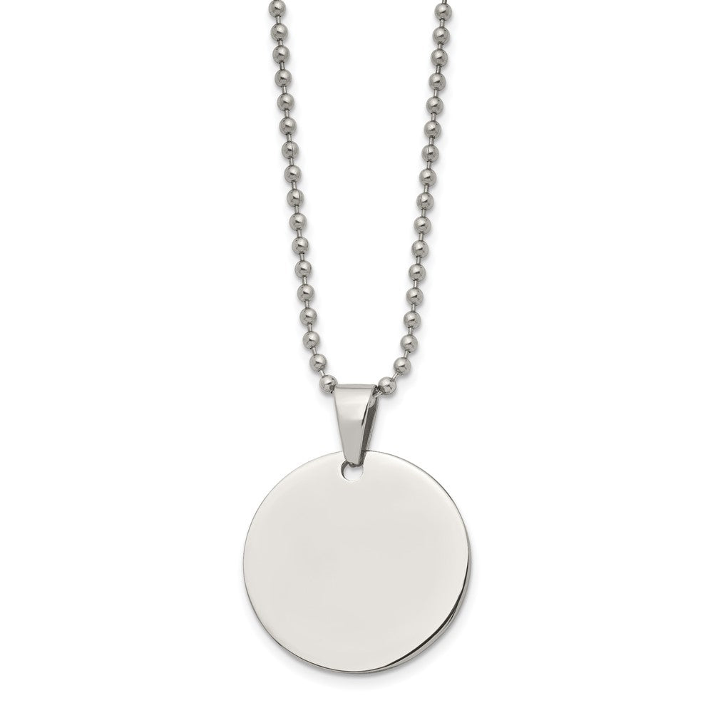 FJC Finejewelers Stainless Steel Ball Brushed and Round 2mm Dog Tag 24in Necklace 24 Inches x 28.51 mm