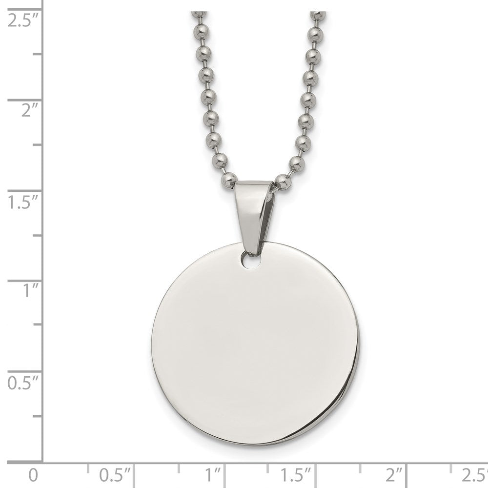 FJC Finejewelers Stainless Steel Ball Brushed and Round 2mm Dog Tag 24in Necklace 24 Inches x 28.51 mm