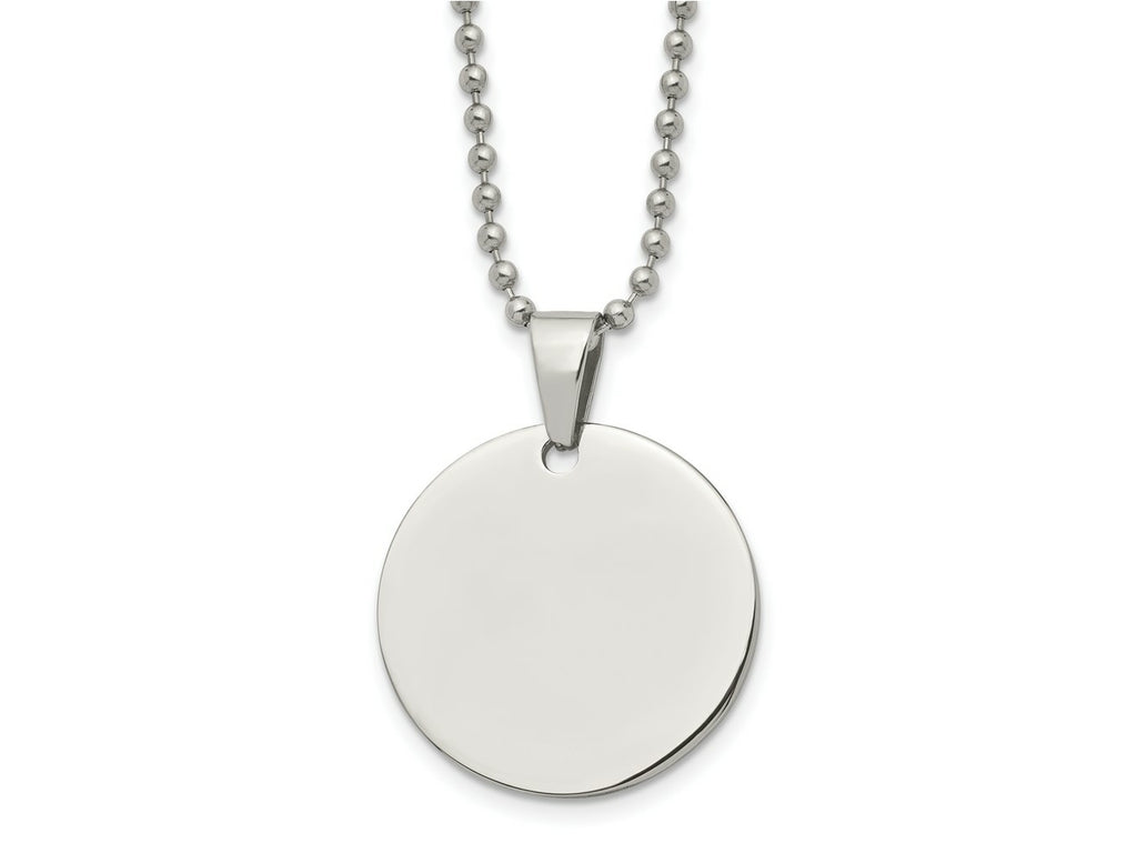 FJC Finejewelers Stainless Steel Ball Brushed and Round 2mm Dog Tag 24in Necklace 24 Inches x 28.51 mm